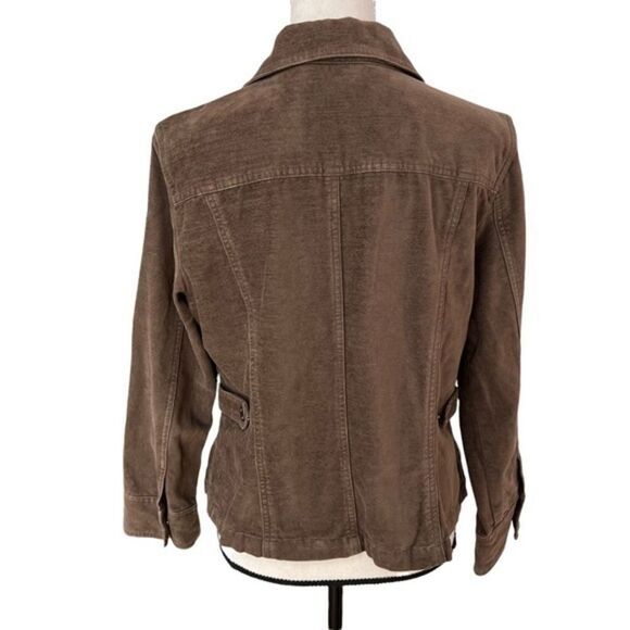 J. Jill Button Front Corduroy Casual Jacket Size MP Brown 100% Cotton. - Picture 2 of 6